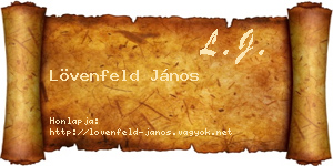 Lövenfeld János névjegykártya